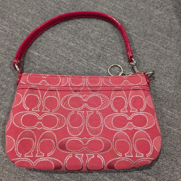 Coach Poppy Wristlet/Clutch, 8x5x1", Red/Pink/Silver EUC - Picture 4 of 13
